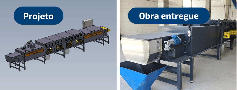 Projeto 3D e equipamento entregue de secador combinado industrial JODI